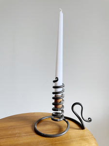 Pair of Vintage Courting Wrought Iron Spiral Adjustable Candle Holders