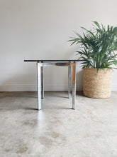 Load image into Gallery viewer, Mid Century Modern Chrome  and Smoked Glass Side Table
