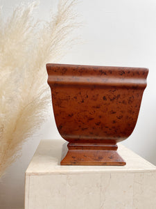 Faux Burled Wood Footed Planter